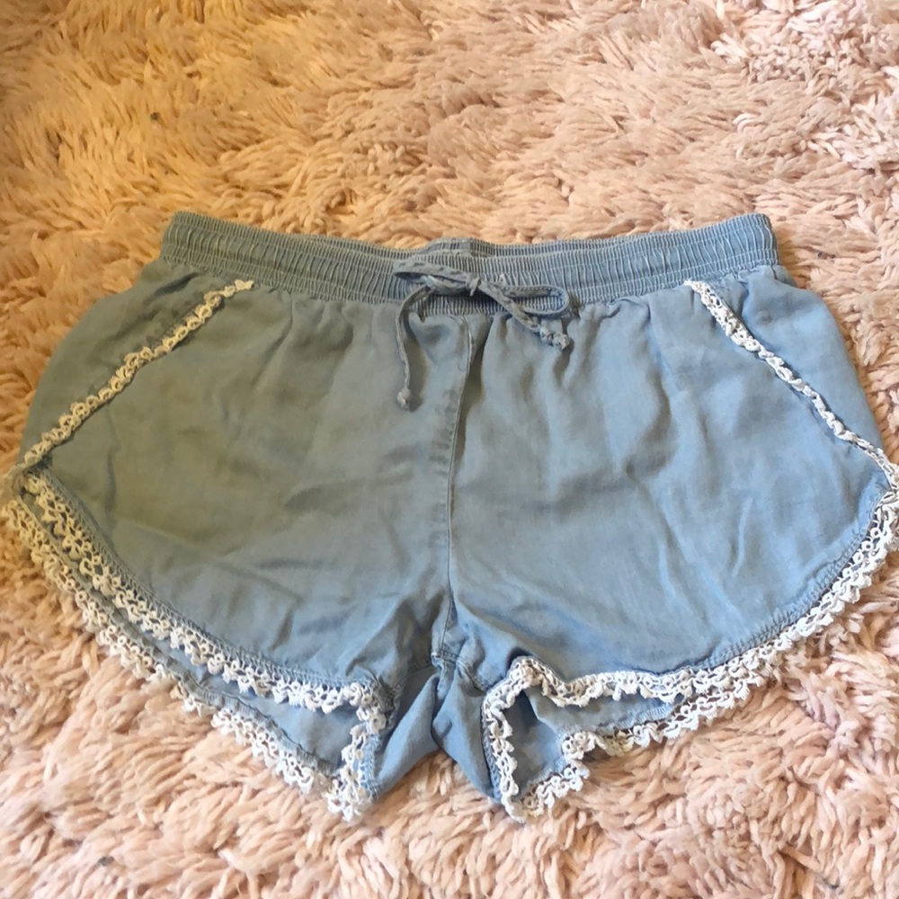 Blue & White Crochet Shorts size S